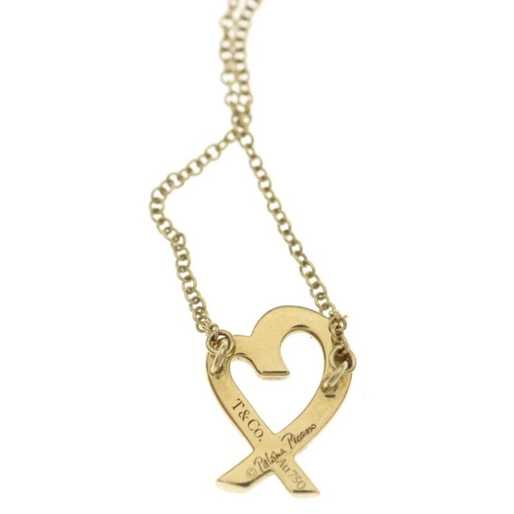 ★SOLD★ Tiffany & Co Loving Heart Necklace Pendant Chain Gold 750 YG 2.6 - Picture 5 of 6